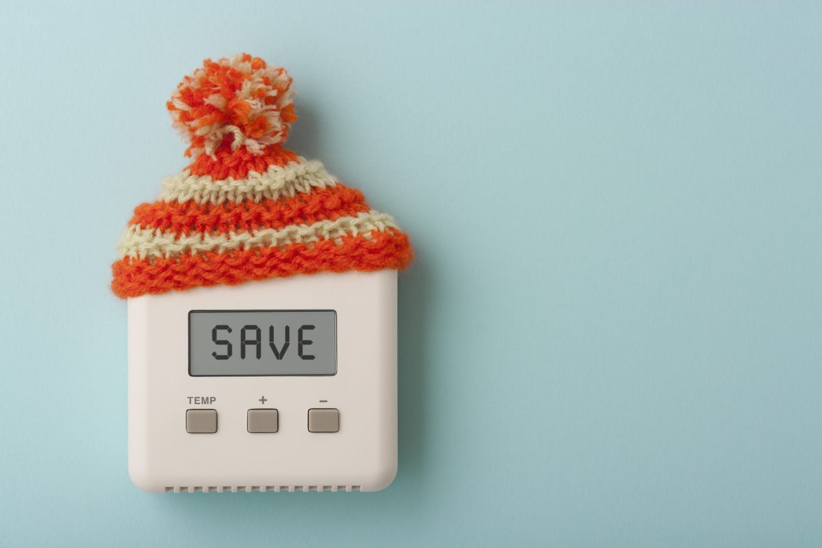 digital room thermostat with wooly hat