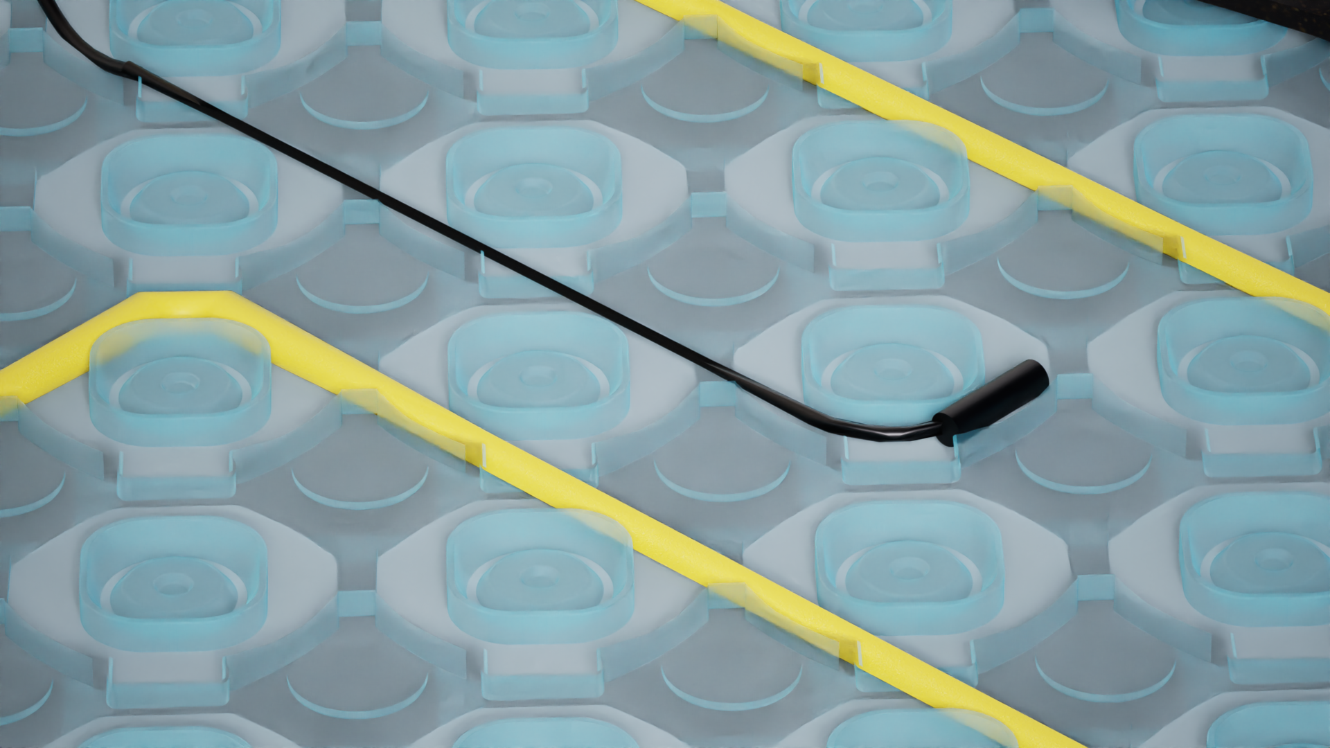 Floor sensor installed between heating cables on CosyFloor membrane