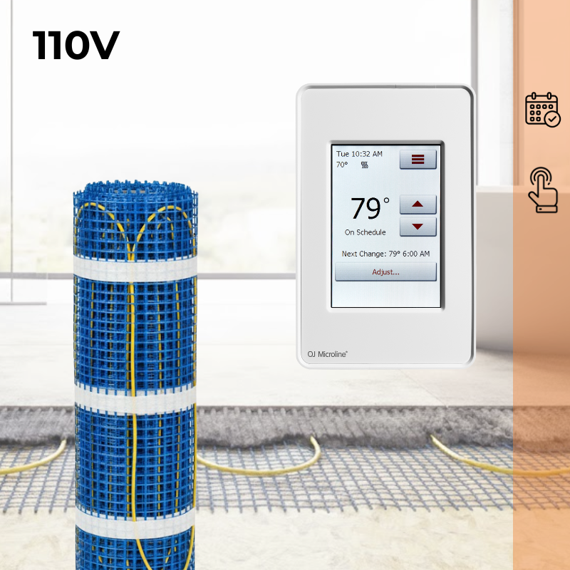 CosyFloor Mat Infloor Heating System with Touchscreen Thermostat 110V