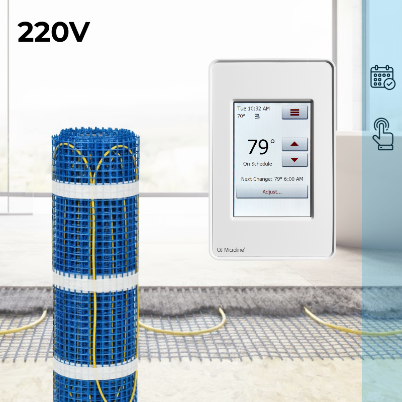 CosyFloor Mat Infloor Heating System with Touchscreen Thermostat 220V