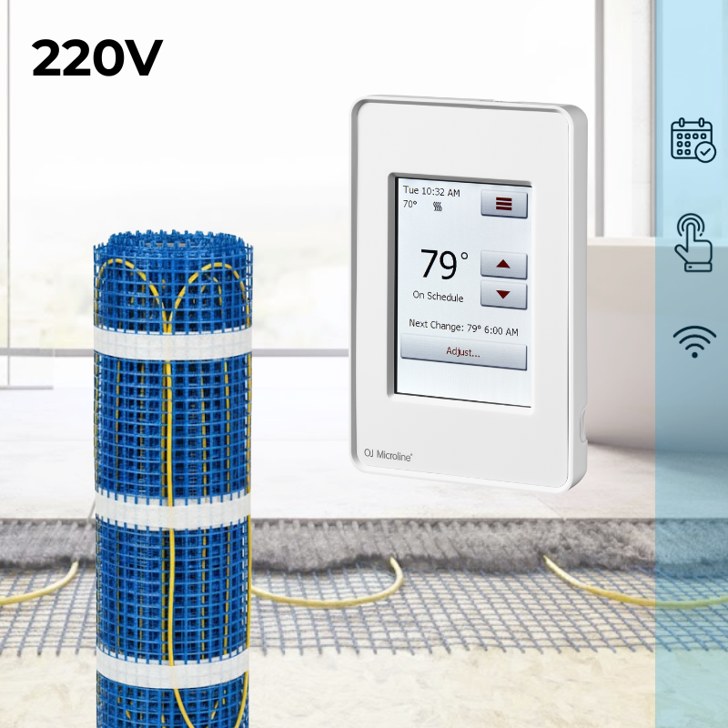 CosyFloor Mat Infloor Heating System with Touchscreen WiFi Thermostat 220V
