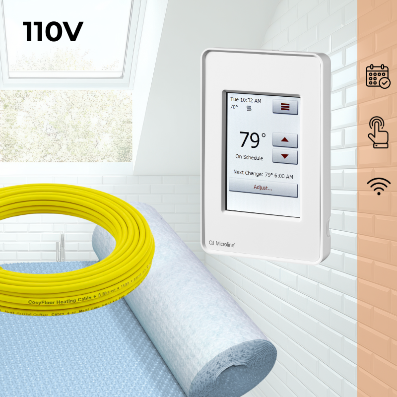 CosyFloor Cable Infloor Heating System with Touchscreen WiFi Thermostat 110V