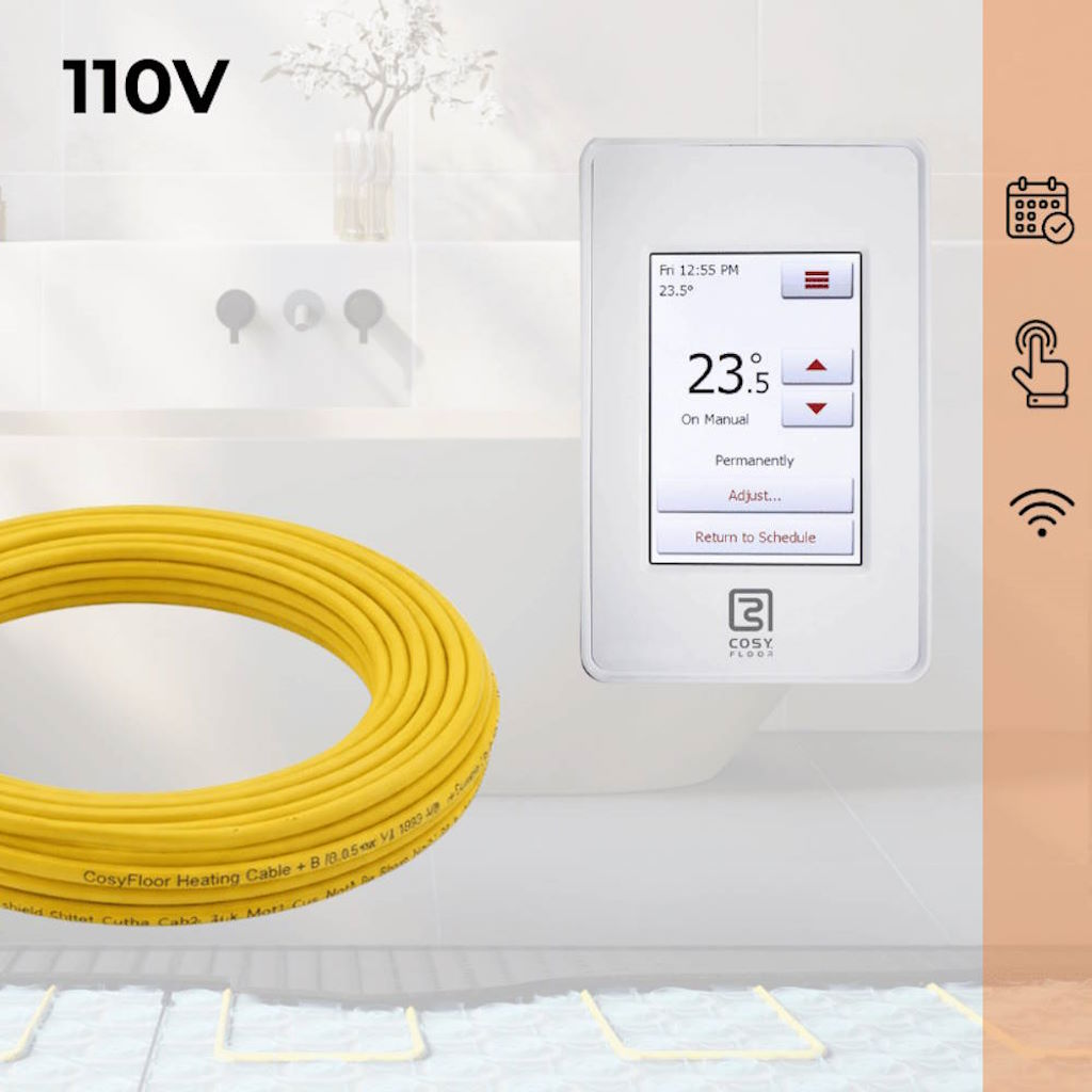 CosyFloor Cable Infloor Heating System with Touchscreen WiFi Thermostat 110V