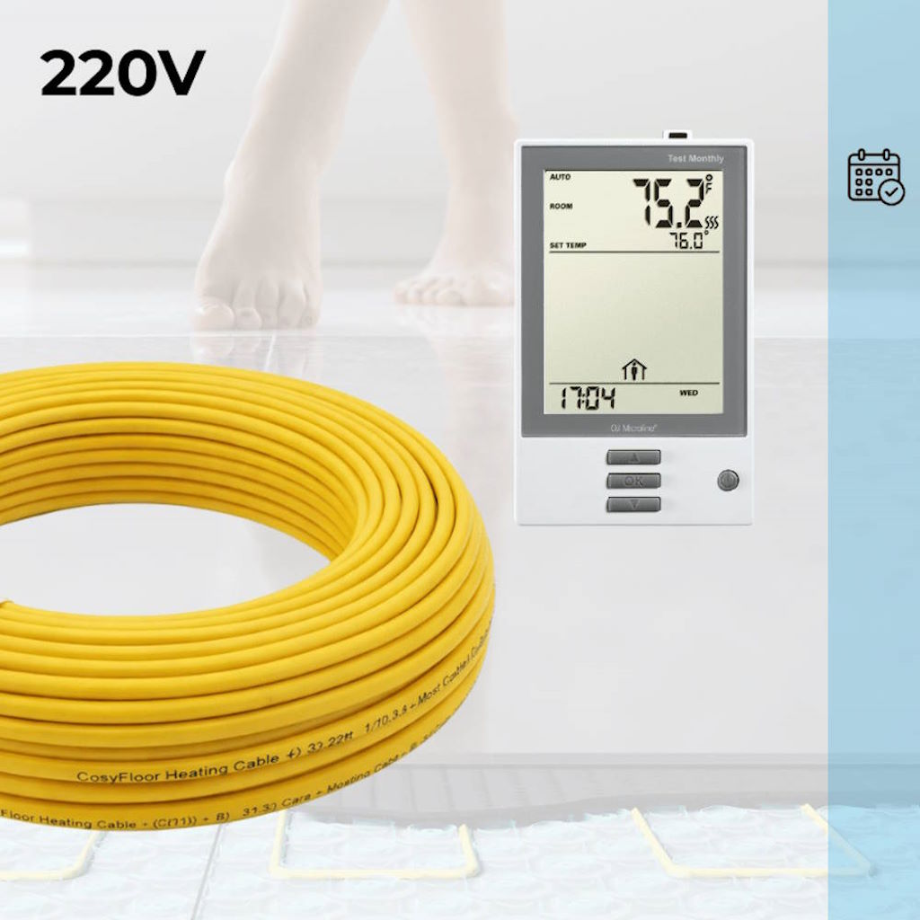 CosyFloor Cable Infloor Heating System with Programmable Thermostat 220V