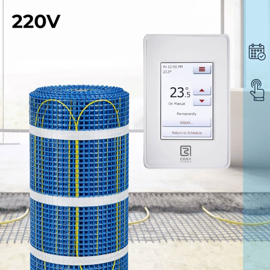 CosyFloor Mat Infloor Heating System with Touchscreen Thermostat 220V